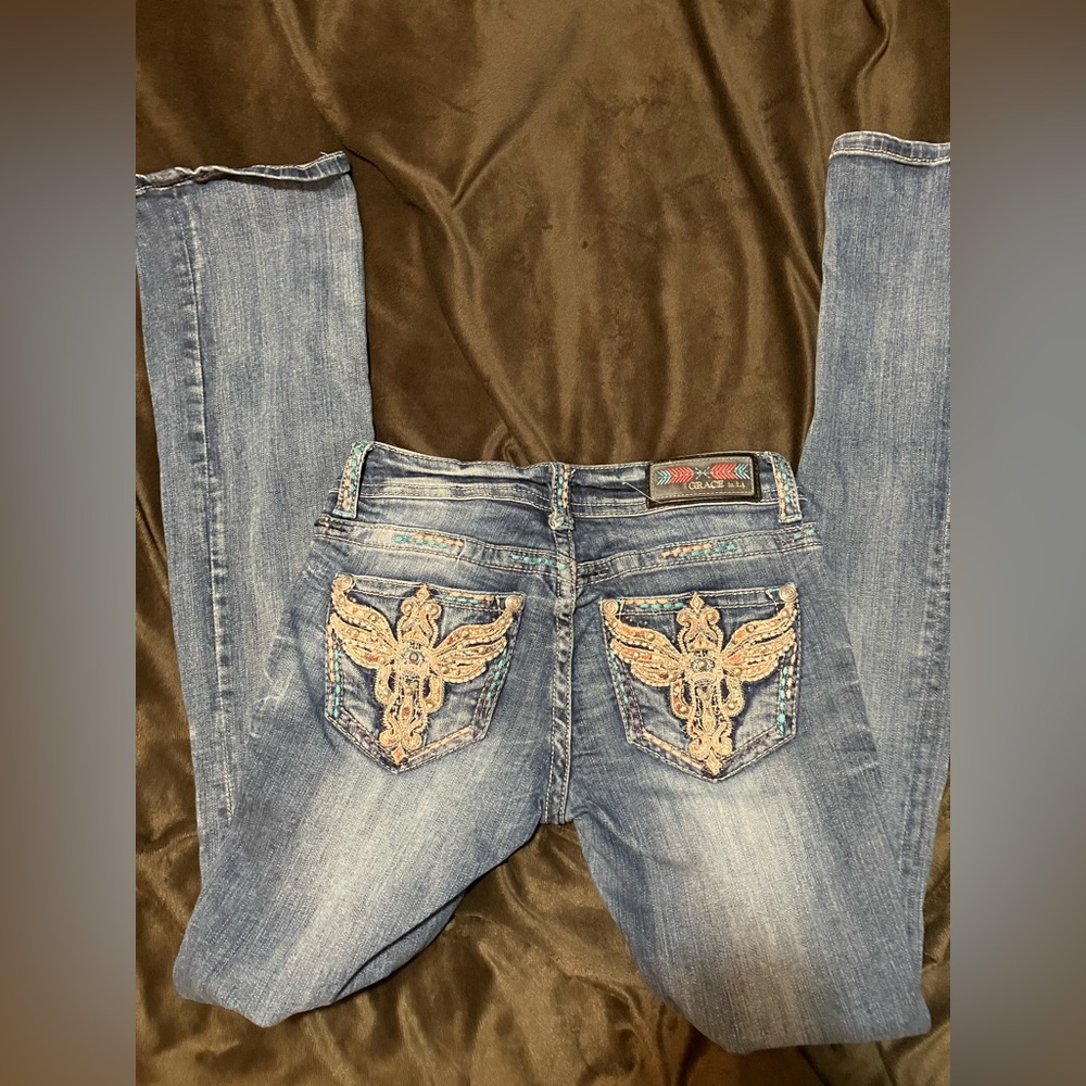 Grace in LA Y2K, bedazzled  boot cut jeans